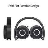 On Ear Headphones with Mic, Vogek Lightweight Portable Fold-Flat Stereo Bass Headphones with 1.5M Tangle Free Cord and Microphone-Black