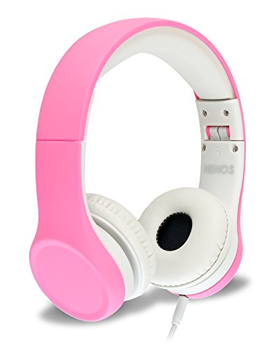 Nenos Children Headphones Kids Headphones Children's Headphones Volume Limited Headphones for Kids Foldable (Pink)